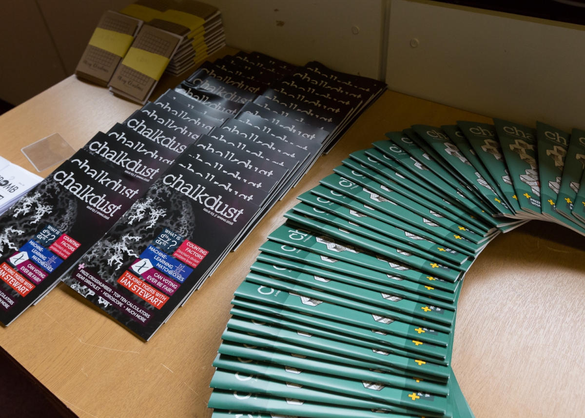 Copies of Chalkdust magazine on a table